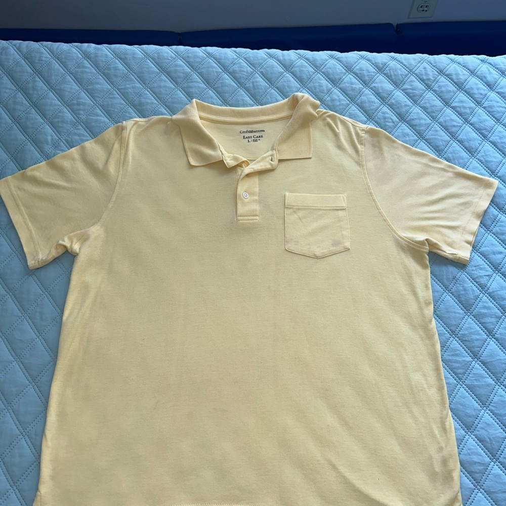 Croft & Barrow Collar Shirt Men Size Large Light Yellow lShirt